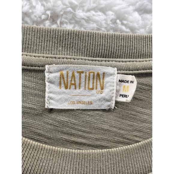 NATION LTD Para Boxy Tee Women's M Blouse Flounce Sleeve Knit Ruffle Sage Green - Picture 4 of 7